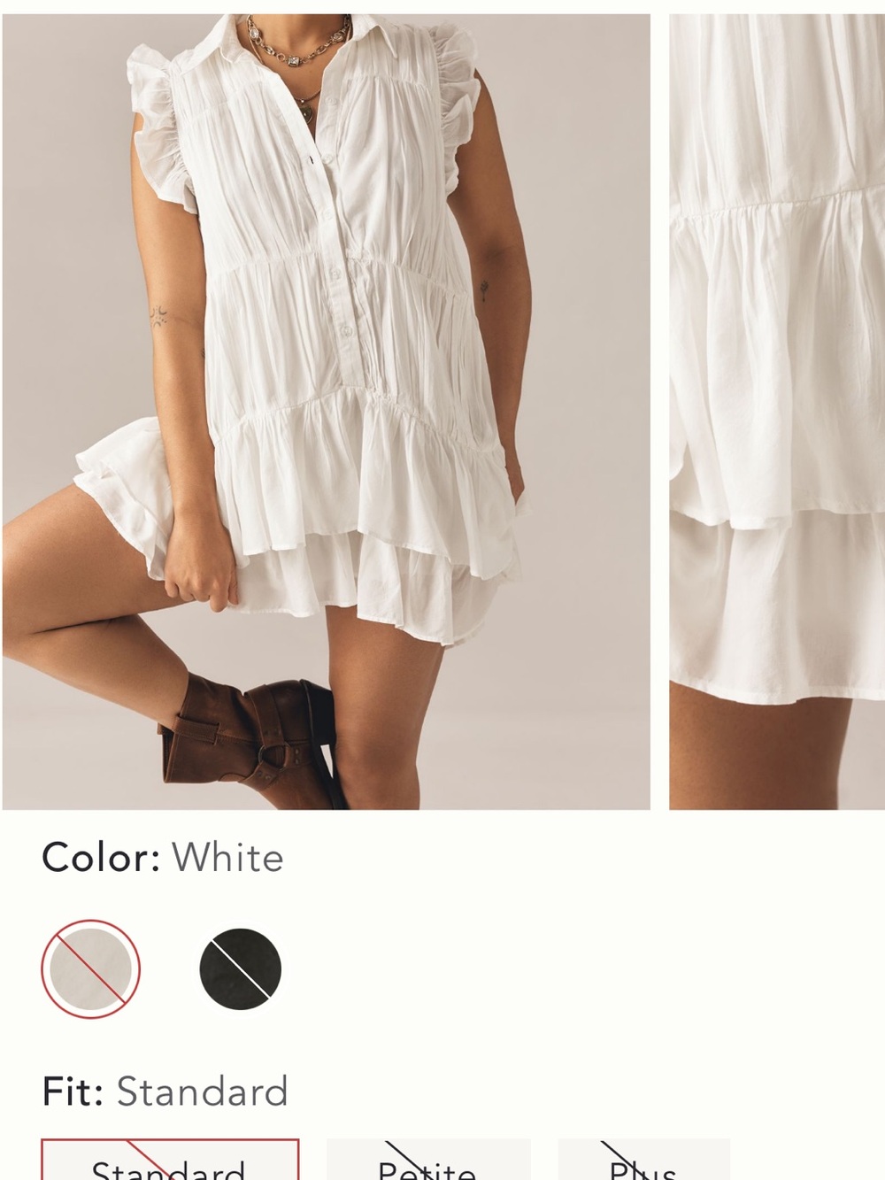 Anthropologie White Ruffled Tiered Mini Dress M - Picture 4 of 9